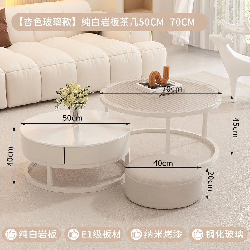 White Coffee Table Living Room Luxury Combination Design Simple Coffee Table Home Table Basse De Salon Furniture Decoration