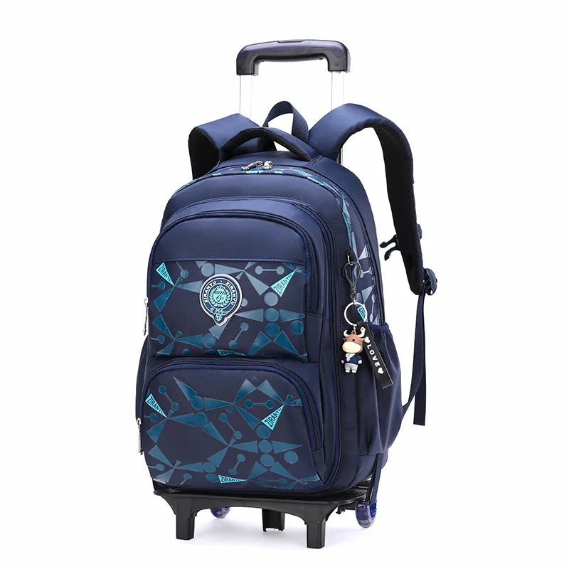 High-capacity on 2/6 Wheels Waterproof Luggage Rolling Bag Student Shoulder Backpack Detachable Children Rolling School Bags