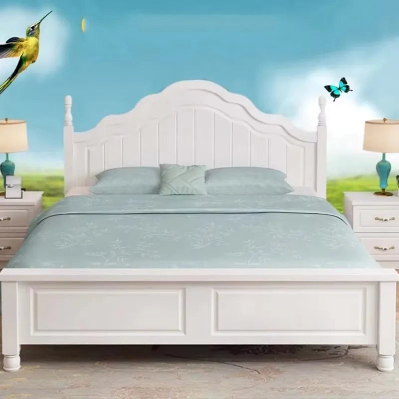 European Queen Double Bed Tall Platform Pretty Modern Solid Wood Bedroom Bed Frame Bases Luxury Camas Matrimoniales Furniture