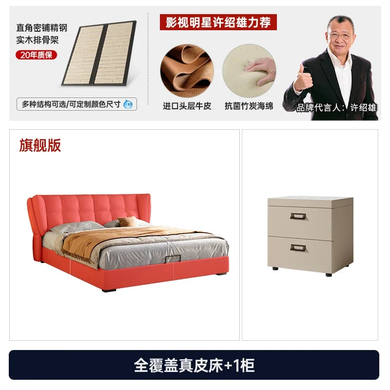 Drawers Wood Double Bed Frame Simple White Elegant Matrimonial Modern Bed Bedroom Villa Italian Cama De Casal Bedroom Furniture