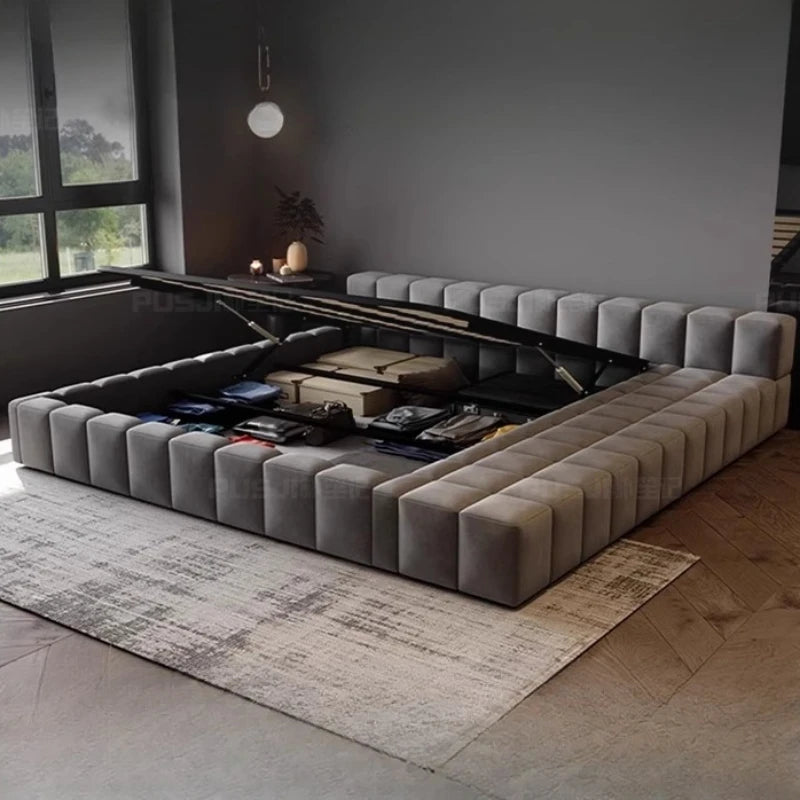 Japanese European Bed Double Frame Luxury Beauty French Aesthetics Beds Minimalist Wedding Princess Wood Muebles Furniture