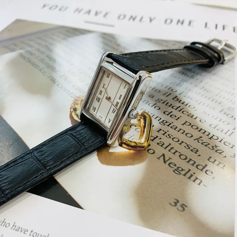 2025 New Women's Watch Quartz Watch Vintage Gold Plated Roman Number H dial Leather strap Women's bracelet clock gifts for Lover