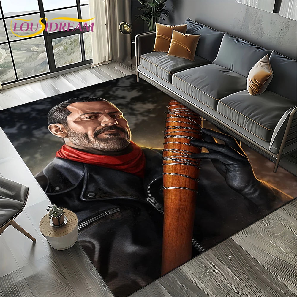 Living Room Walking Dead Rick Daryl Horror TV Rugs Movie Room Sofa Coffee Table Decorative Carpet Hallway Bathroom Non-slip Rug