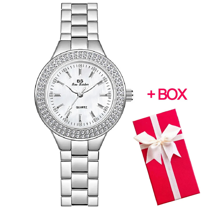 Women Wrist Watches For Ladies Dress Gold Watch Crystal Diamond Women Watches Stainless Steel Silver Clock Montre Femme