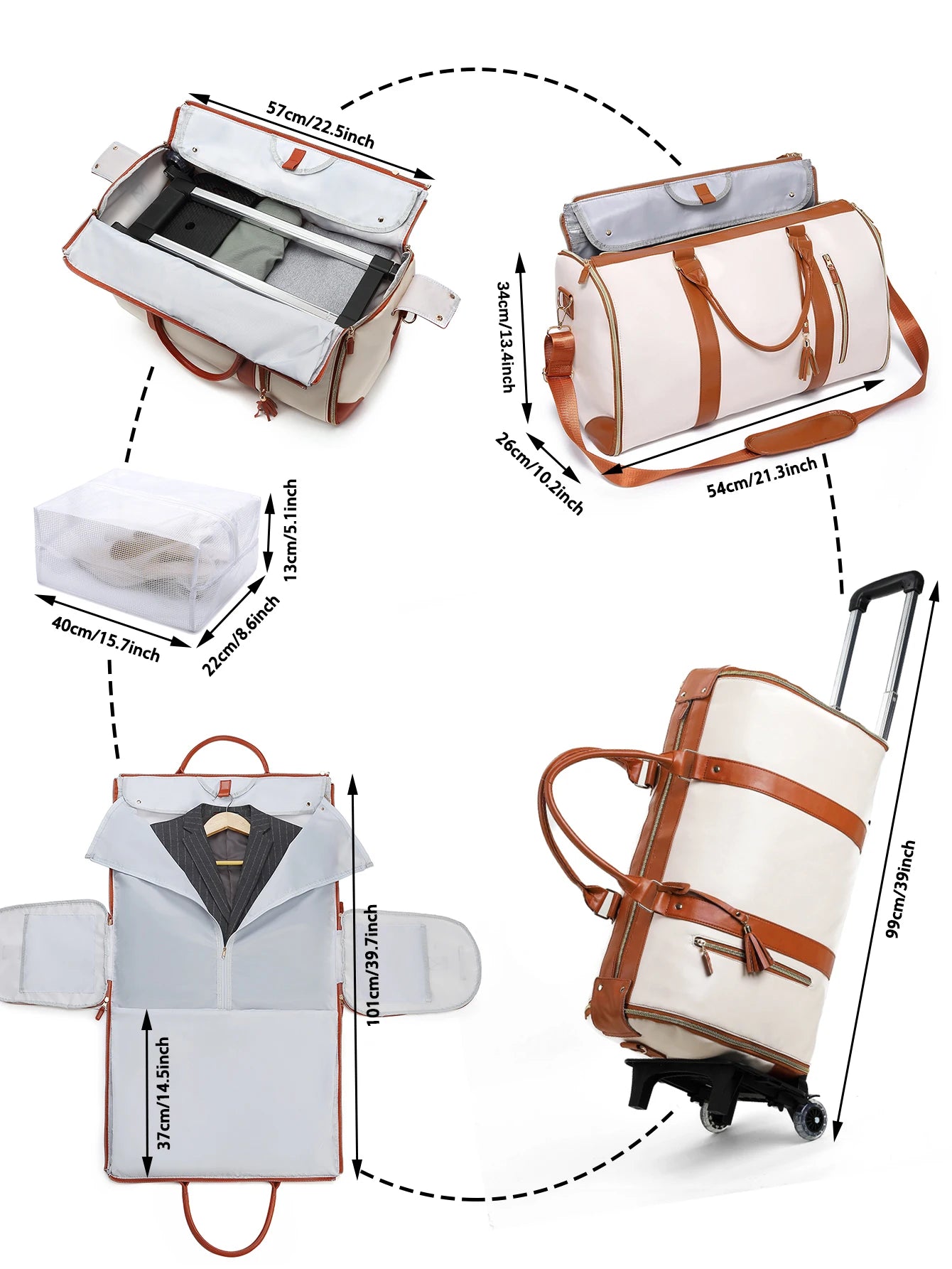 Hot Rolling PU Leather Travel Bag Foldable Storage Airport Handbag Portable Luggage for Travel Durable Convenient for Business