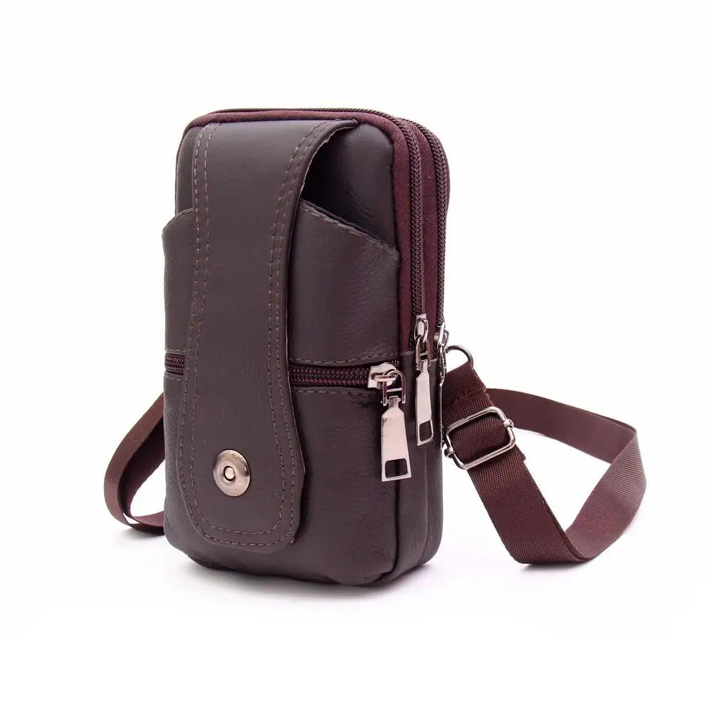 Men's Leather Small Bag Fashion Phone Pouch Belt Bag Shoulder Crossbody Waist Pack Vintage Multi-Function Mens Mini Bag 2022 New