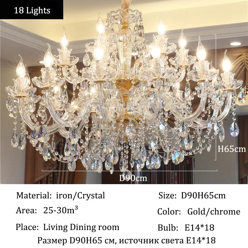 Luxury Home Crystal Chandeliers Villa Lighting for Living Room Decorate LED Ceiling Pendant Lights Indoor Hanging Lights Fixture