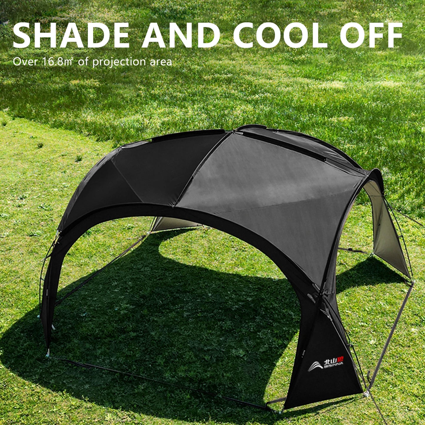 BISINNA Outdoor Camping Dome Tent Luxury Large Round Canopy Silver-coated Garden Awning Family Picnic Pergola Tent