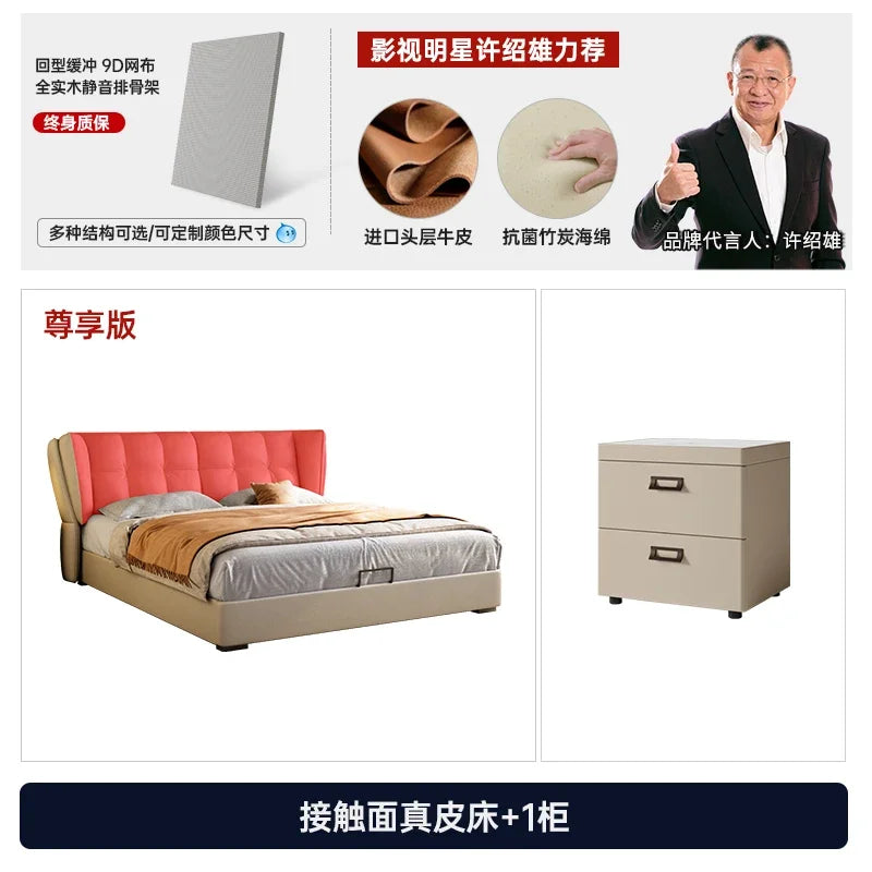 Drawers Wood Double Bed Frame Simple White Elegant Matrimonial Modern Bed Bedroom Villa Italian Cama De Casal Bedroom Furniture