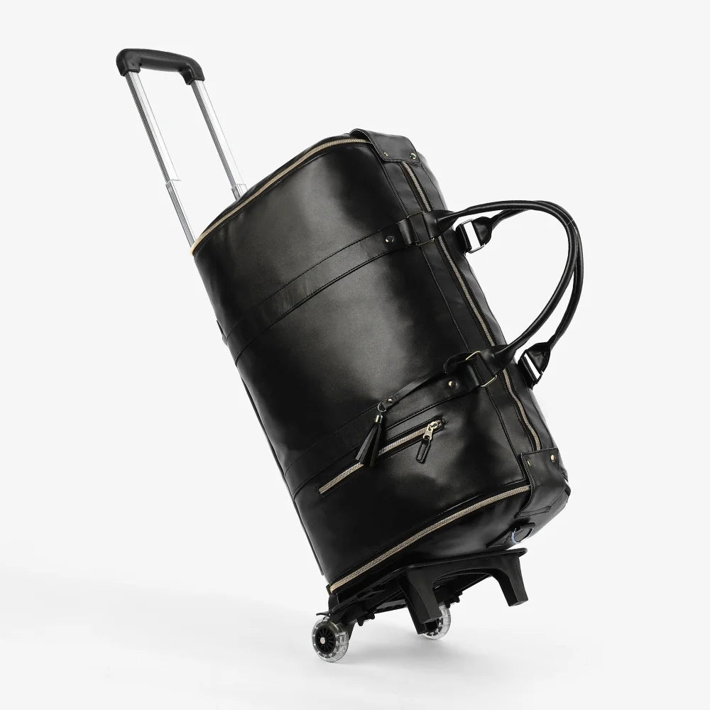 Hot Rolling PU Leather Travel Bag Foldable Storage Airport Handbag Portable Luggage for Travel Durable Convenient for Business