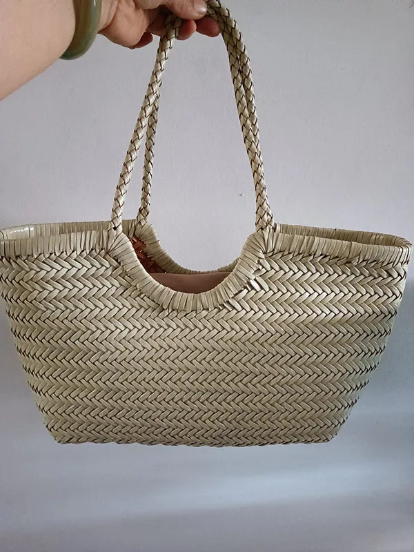 Handbags Women's Genuine Leather Shoulder Bag Luxury Woven Casual Shopping Bag Vintage Basket Tote Large Cowhide Hand Bags Lady