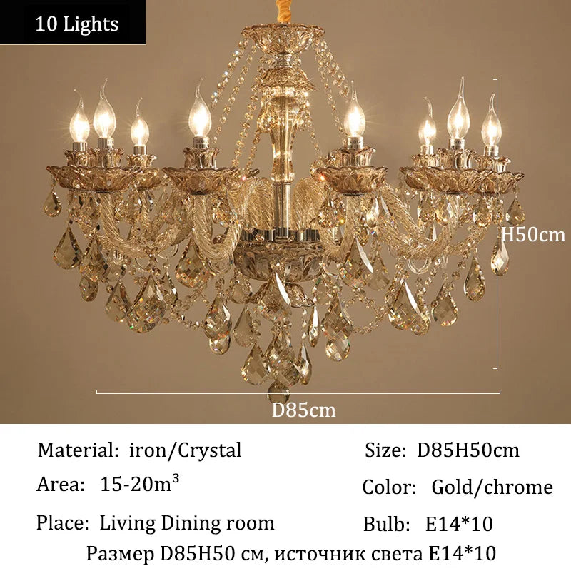 Luxury Home Crystal Chandeliers Villa Lighting for Living Room Decorate LED Ceiling Pendant Lights Indoor Hanging Lights Fixture