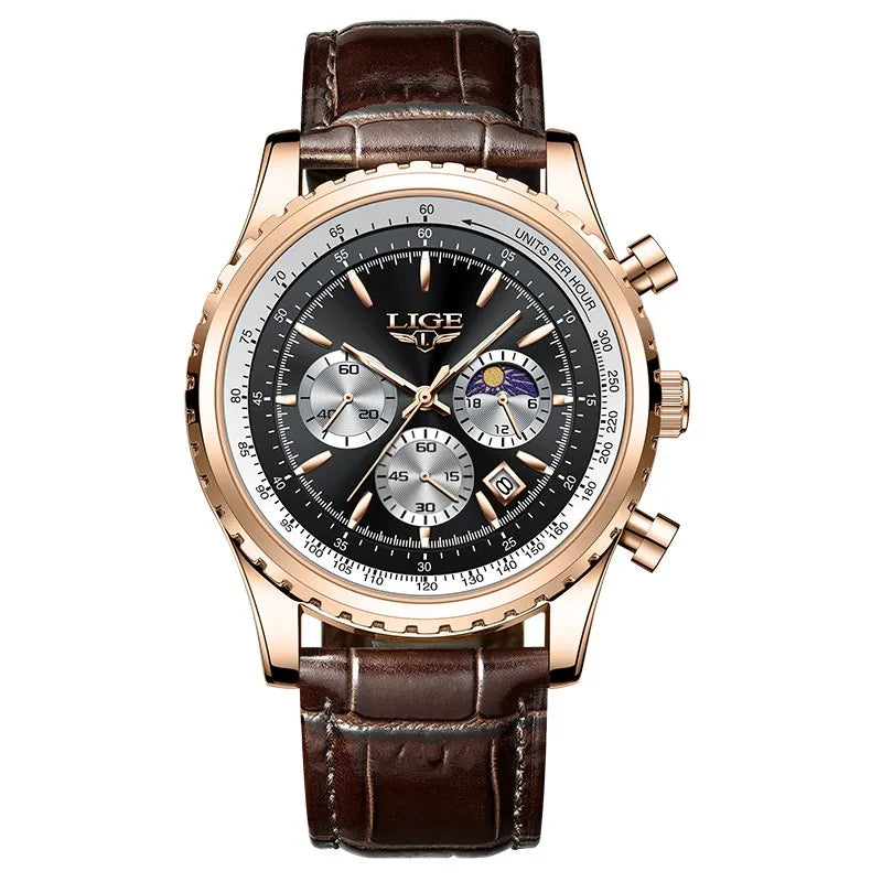 LIGE New Mens Watches Top Brand Luxury Men Wrist Watch Leather Quartz Watch Sports Waterproof Male Clock Relogio Masculino+Box