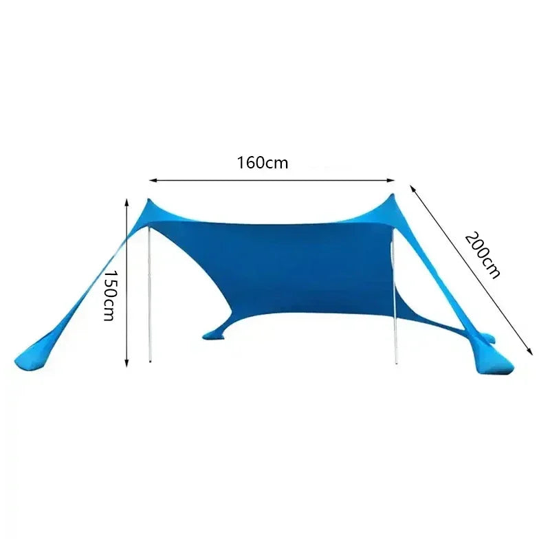 Outdoor Beach Tent Sun Shelter Camping Shades Tents Windproof One-piece Beach Canopy Tents UPF50+ Portable Family Tent