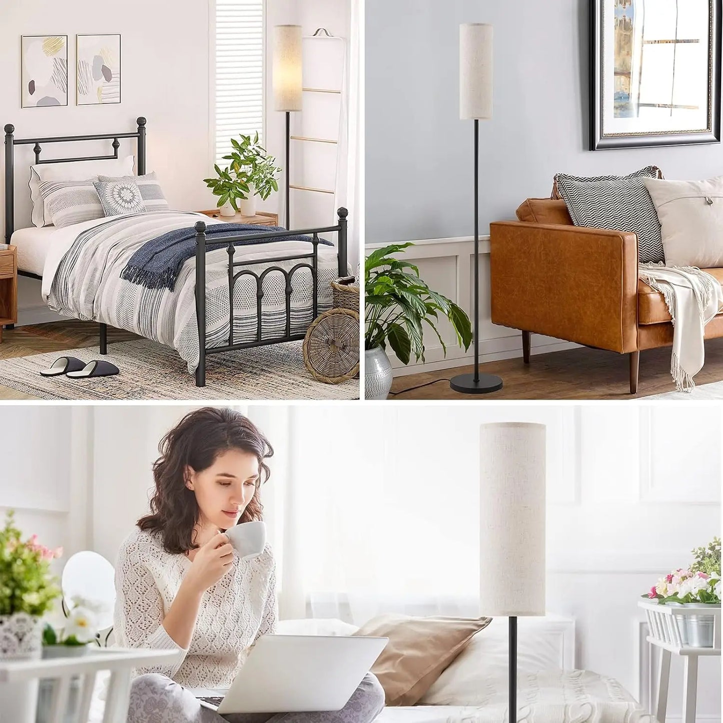 Floor Lamp for Living Room Modern Standing Lamps with Lampshade Lamp with Foot Switch for Living Room Bedroom Kids Room Office