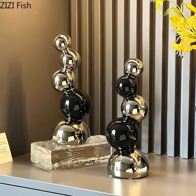 Creative Spherical Geometry Sculpture Ornaments Desk Decoration Modern Crafts Abstract Ceramic Statue Room Aesthetics Decor