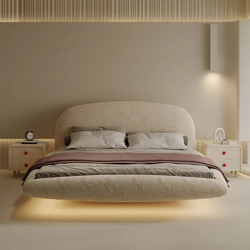 White 200×180cm Double Beds Set Velvet Modern Girls Sleeper Cabinets Bedroom Beds Adults Queen Double Camas Furnitures