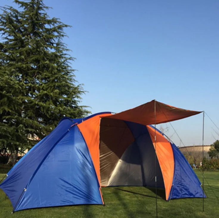 Outdoor Camping Tent 4-6 Person Large Tent Sun Protection Waterproof Sunshield Double Layer Portable Hiking Climbing Picnic Tent