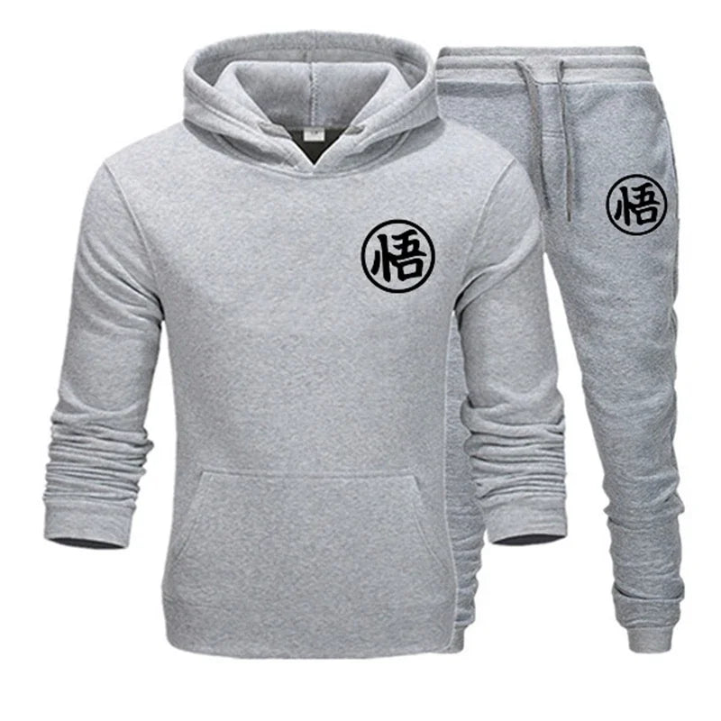 Mens Tracksuit 2 Piece Set Casual Hooded Sweatshirt+Pants Daily Gym Sports Simplicity Suit Trend Fashion Warm Jogging Clothing