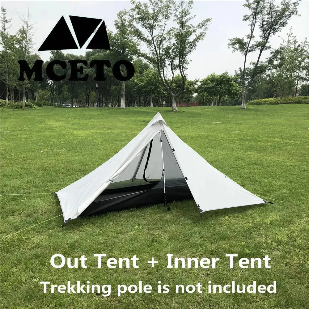 Waterproof Camping Tents Ultralight Double Tiers Rodless Pyramid Tent Single One Person 4 Season All Weather for Hunting Hiking