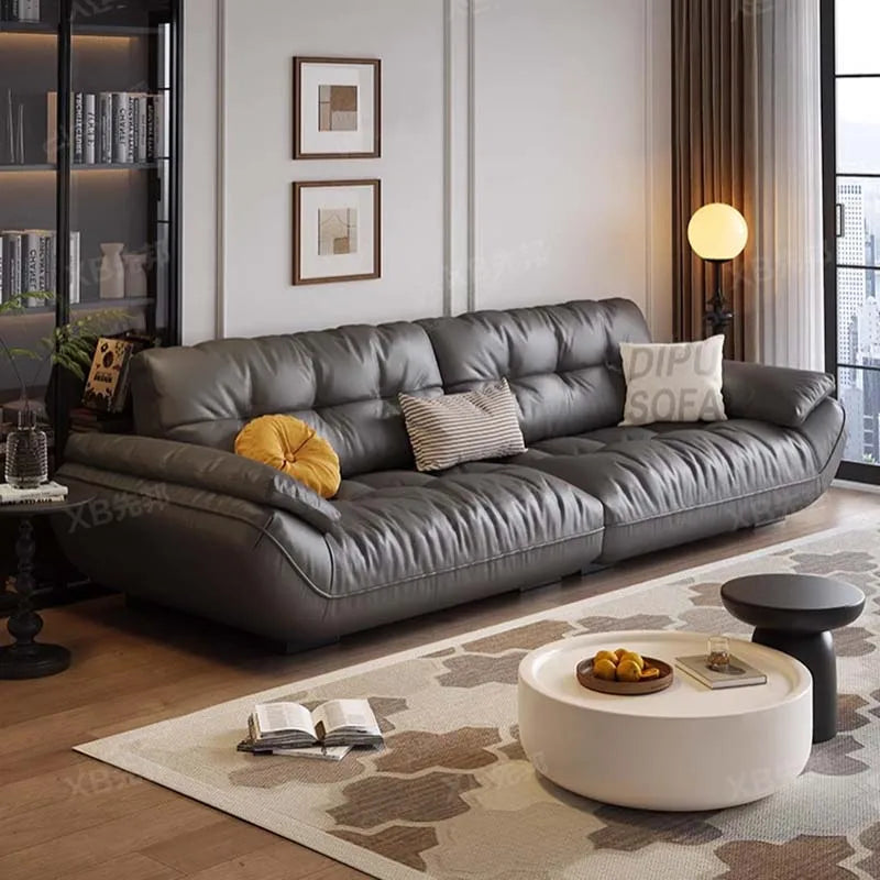 Sectional Living Room Sofa Genuine Leather Comfortable Lounge Sofa Luxury Minimalist Divano Soggiorno Di Lusso Room Decor