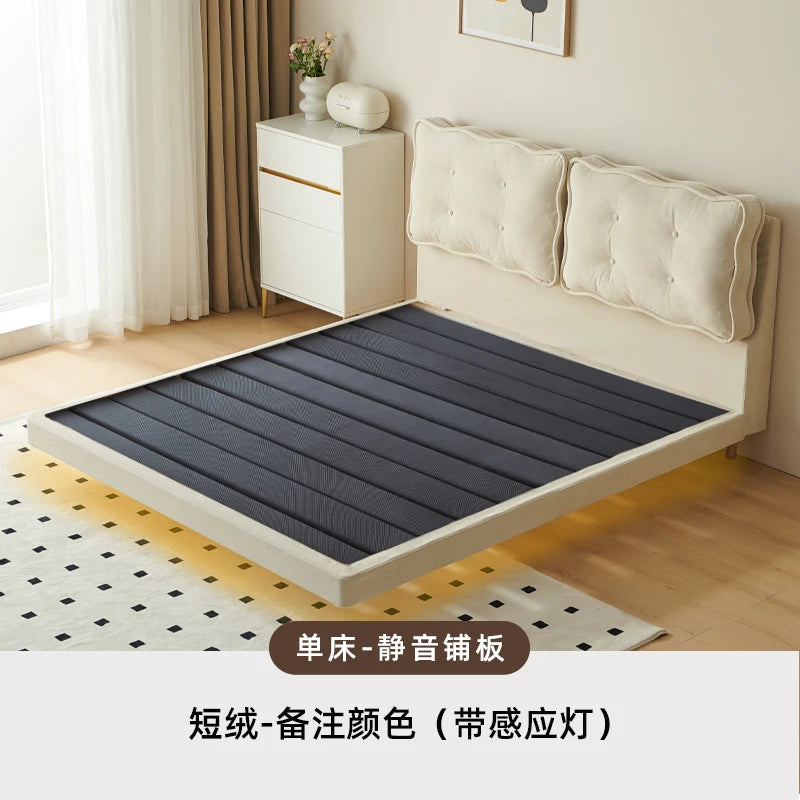 Backrest Girls Double Bed Modern Loft White Sleeper Luxury Floating Bed Frame 180X200Cm Adults Camas De Dormitorio Furniture
