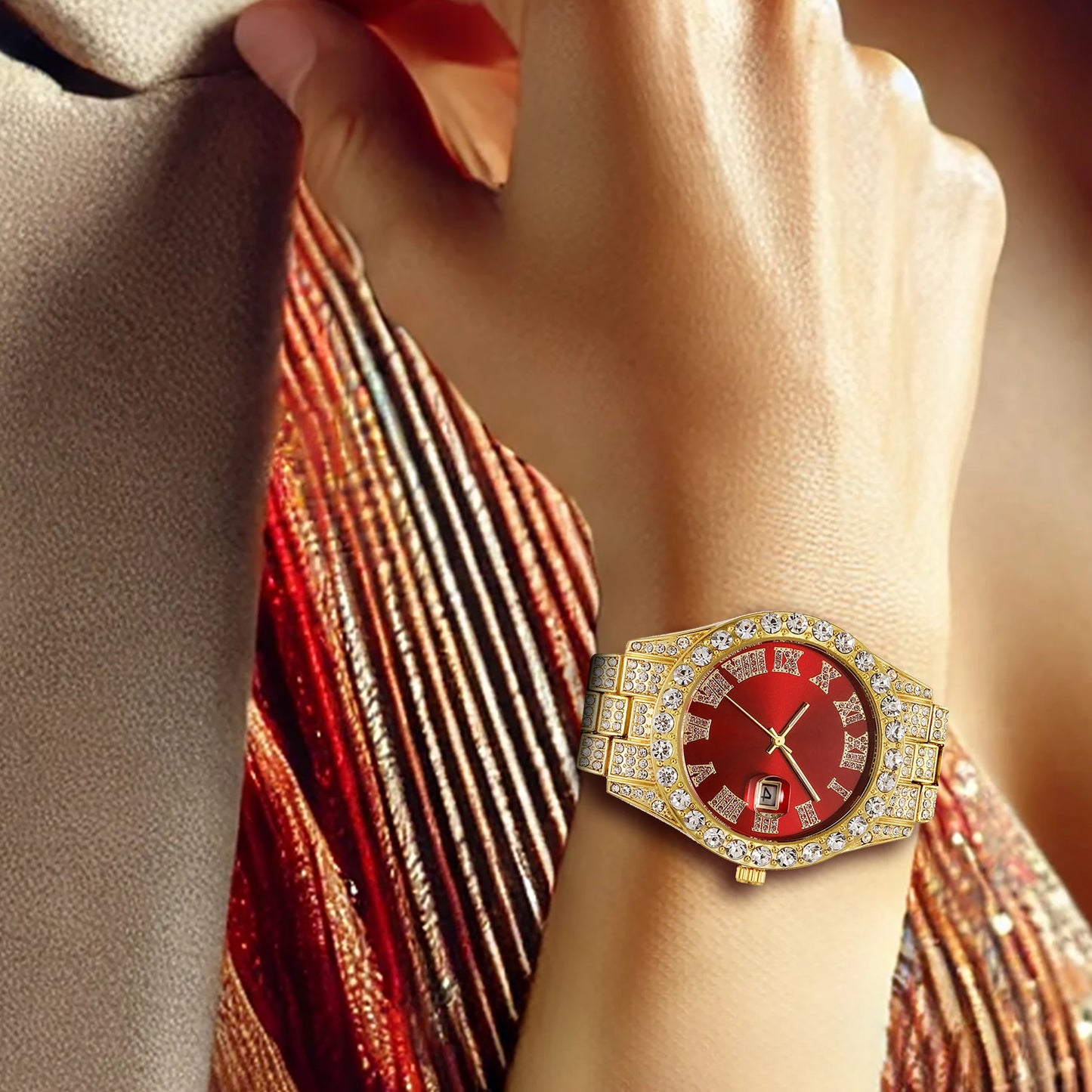 New women's watch with personalized design, high-end trend, simple night light large dial, steel strip, quartz women's watch