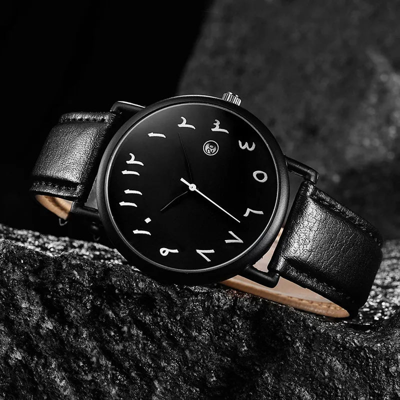 Mens Watches Luxury Brand Leather Wrist Watch for Men Arabic Numerals Date Casual Sport Quartz Wristwatch Relogio Masculino