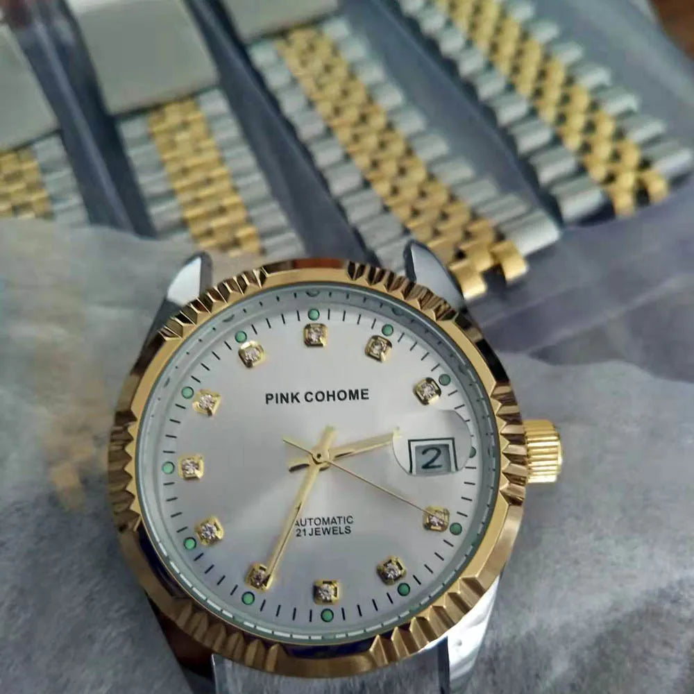 Women Clocks Automatic Machine Solid Steel Watch Band Mechanical Movement Waterproof Famous Brand Design Wristwatch Girls