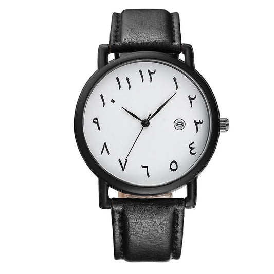 Mens Watches Luxury Brand Leather Wrist Watch for Men Arabic Numerals Date Casual Sport Quartz Wristwatch Relogio Masculino