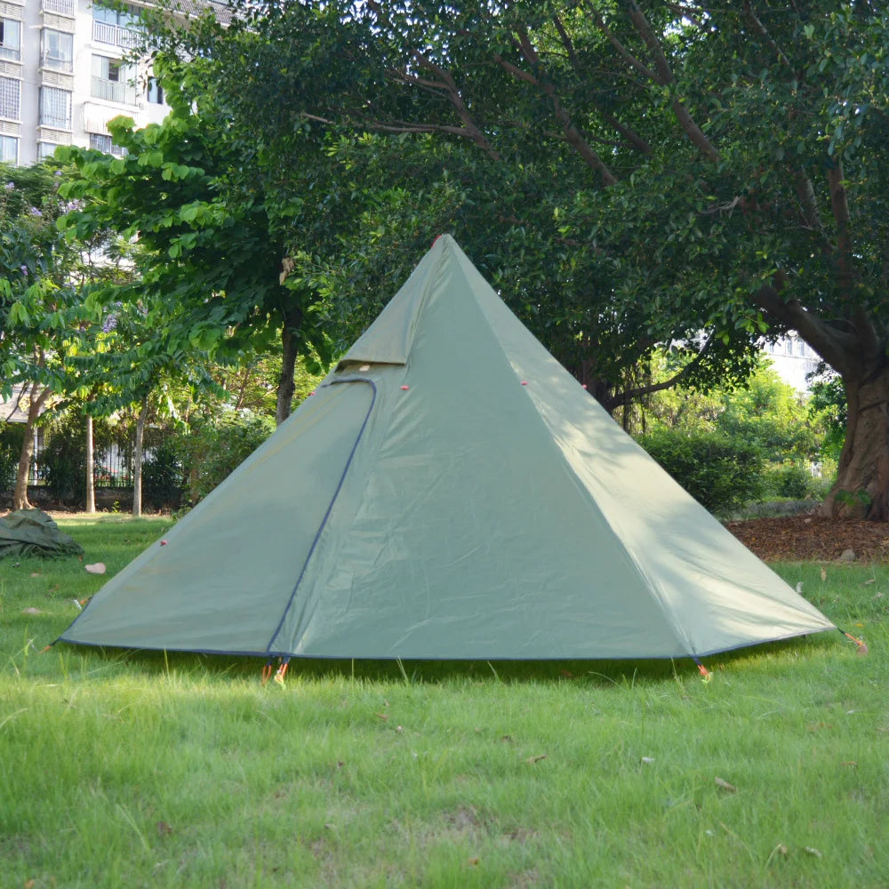 Ultralight Outdoor Camping Teepee Waterproof Silnylon Pyramid Tent Large Rodless Tent Backpacking Hiking Tents 3-4 Person