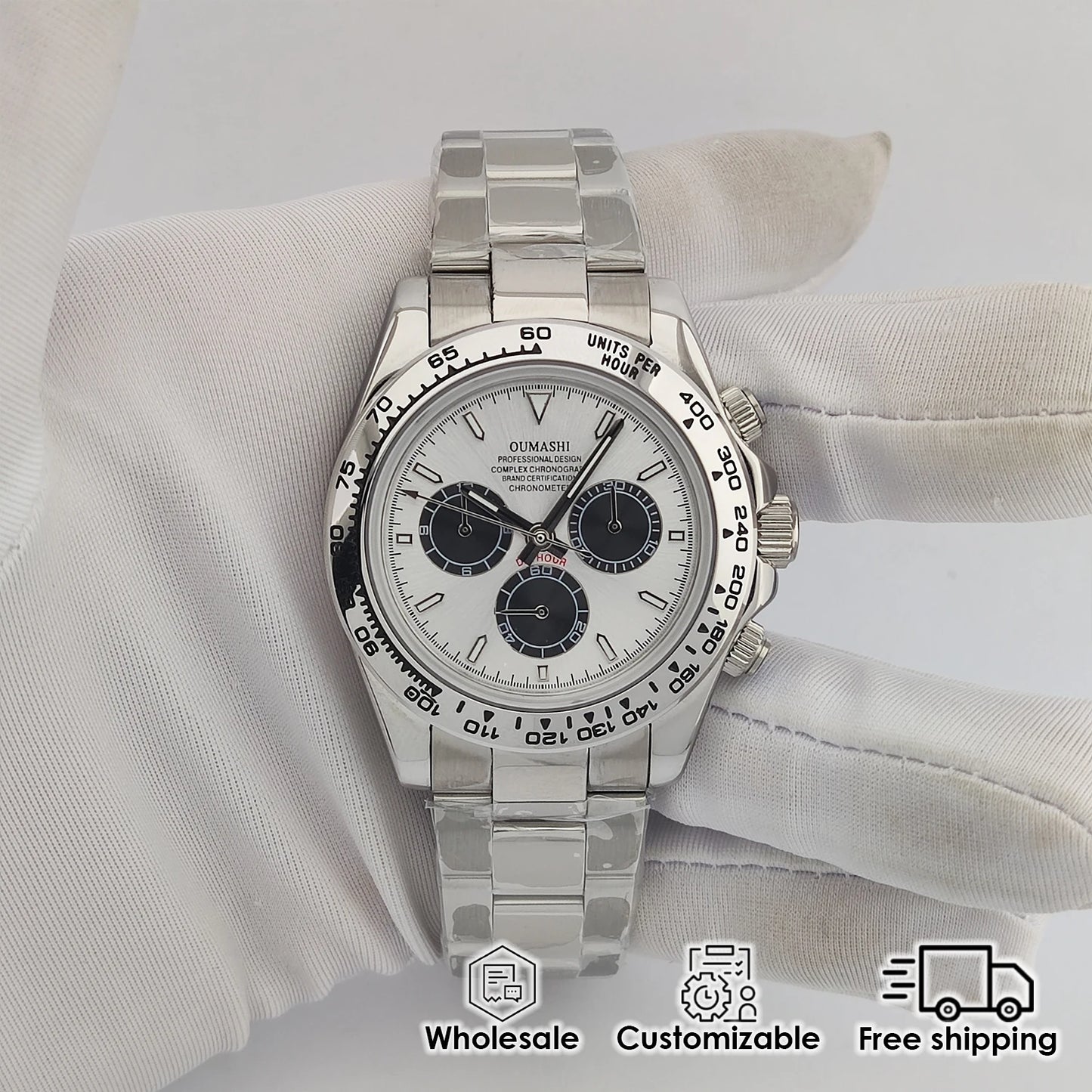 Watches for Men 39.5mm Business Luxury Silver 4130 watch Chronograph Luminous Waterproof 4613 movement Men's Watch