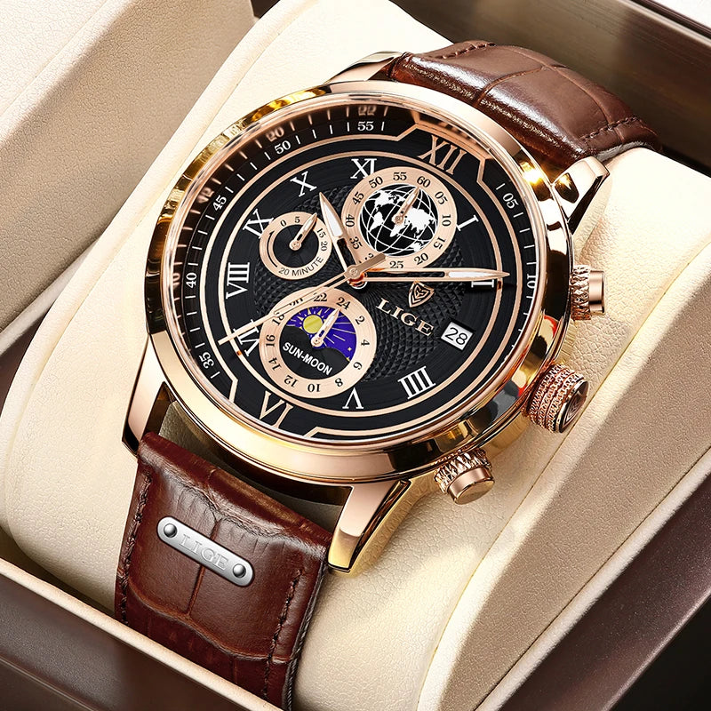 LIGE Mens Watches Luxury Waterproof Luminous Quartz Watch For Men Business Fashion Casual Man Date Chronograph Relogio Masculino