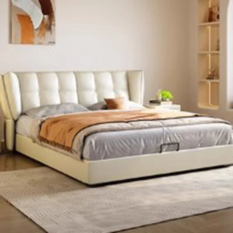 Drawers Wood Double Bed Frame Simple White Elegant Matrimonial Modern Bed Bedroom Villa Italian Cama De Casal Bedroom Furniture