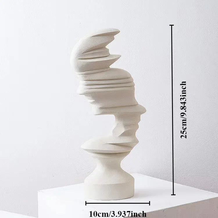 25cm Modern Style Home Decor Abstract Human Face Sculpture Statue Ornament Indoor Room  Living Office Decoration Handicraft Gift