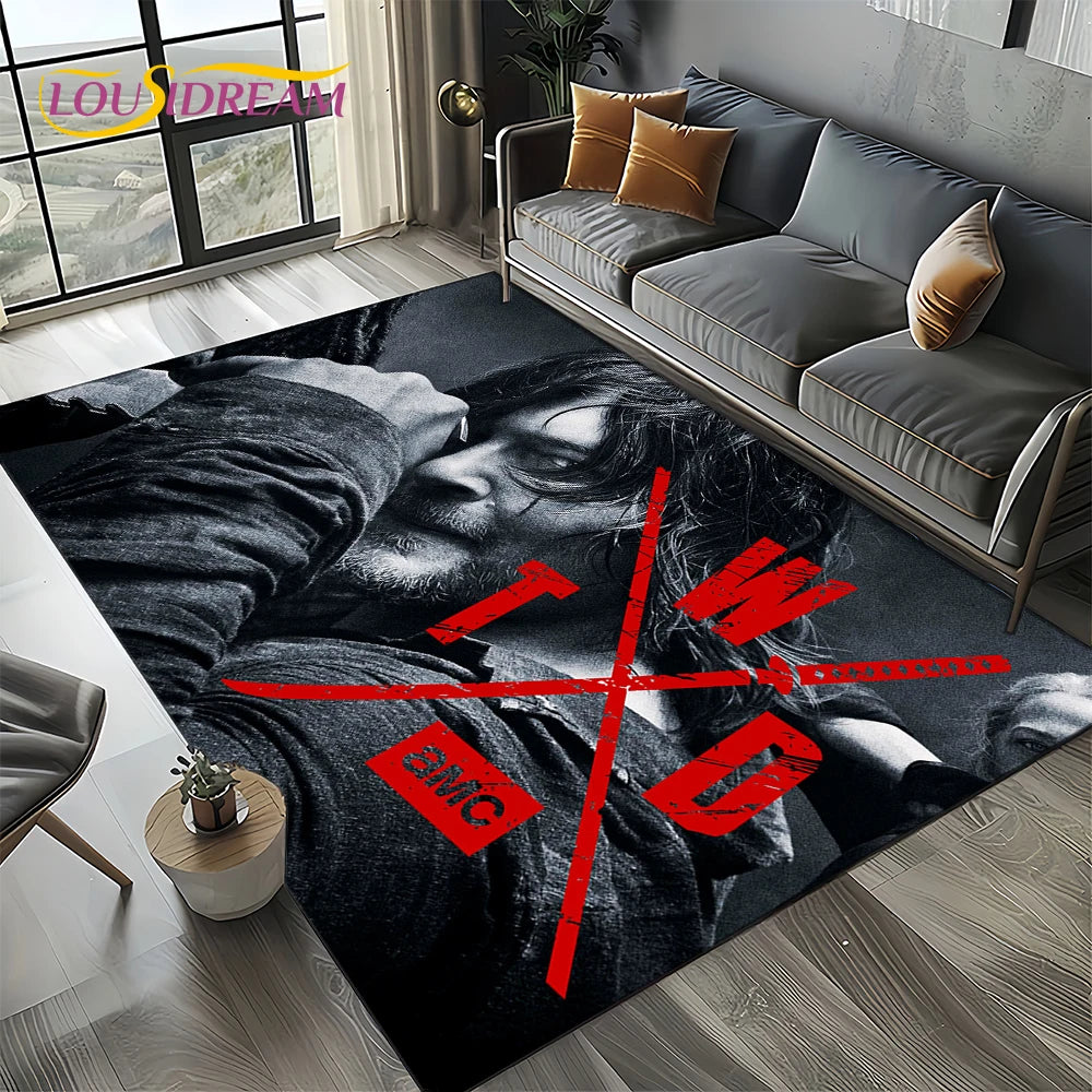 Living Room Walking Dead Rick Daryl Horror TV Rugs Movie Room Sofa Coffee Table Decorative Carpet Hallway Bathroom Non-slip Rug