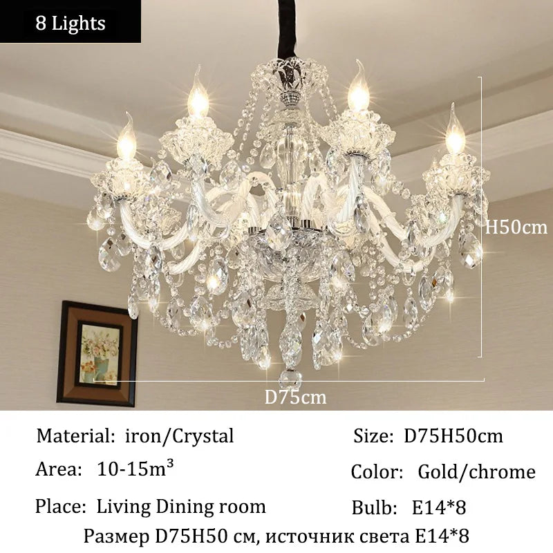 Luxury Home Crystal Chandeliers Villa Lighting for Living Room Decorate LED Ceiling Pendant Lights Indoor Hanging Lights Fixture