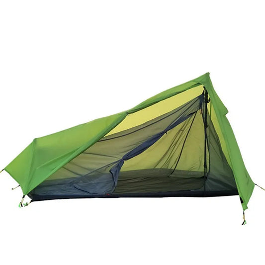 Outdoor Camping Single Person Tent Ultralight Double Layers 15D Silicone Coated No Poles Tent