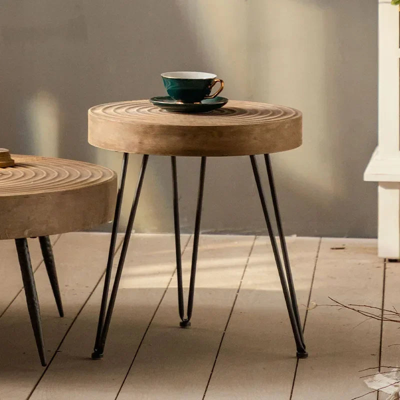 Modern Minimalist Tea Coffee Tables Retro Solid Wood Sofa Round Side Tables Creative Mini Center Table Living Room Furniture