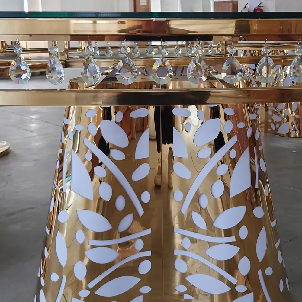 Wholesale modern gold stainless steel dining table for wedding