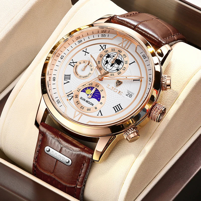 LIGE Mens Watches Luxury Waterproof Luminous Quartz Watch For Men Business Fashion Casual Man Date Chronograph Relogio Masculino