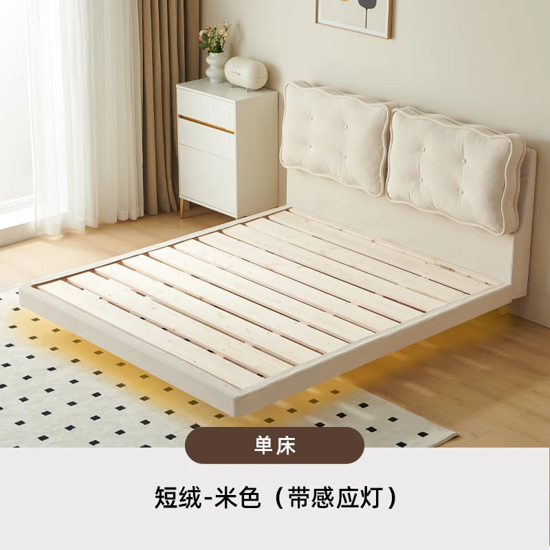 Backrest Girls Double Bed Modern Loft White Sleeper Luxury Floating Bed Frame 180X200Cm Adults Camas De Dormitorio Furniture
