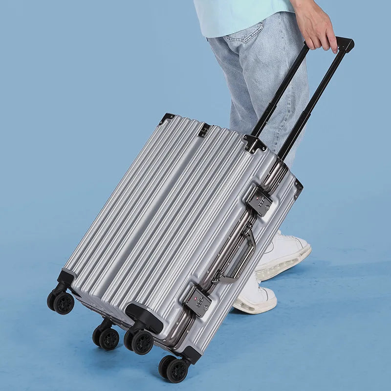 20/24/26/28 inch Trolley Luggage Aluminum Frame Rolling Luggage Case Travel Suitcase on Wheels Combination Lock Carry on Luggage