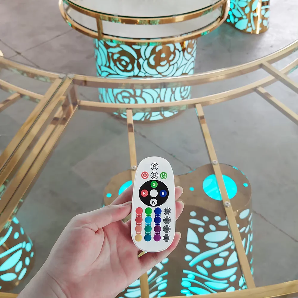 Wholesale modern gold stainless steel dining table for wedding