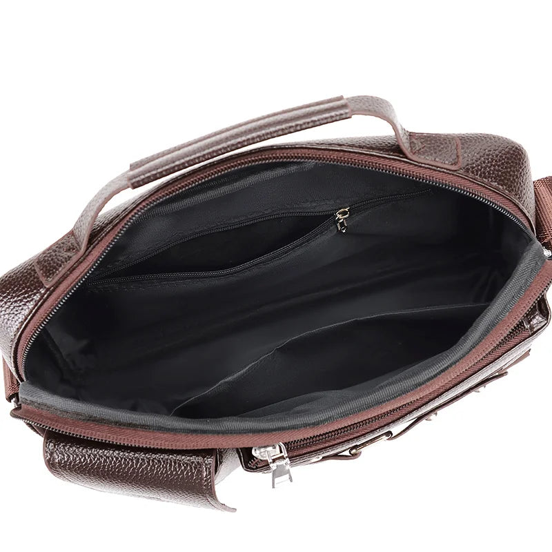 Fashion Men's Shoulder Bag Business Man Crossbody Bags PU Leather Male Handbag Briefcase Travel Messenger Bag Mens Bag