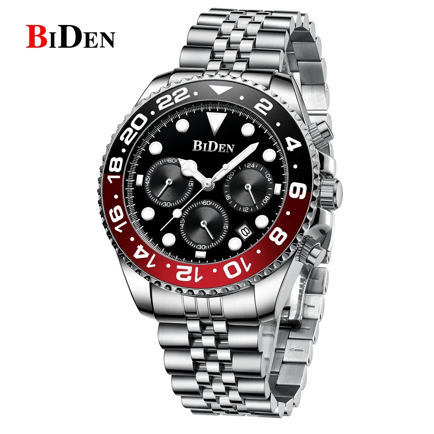 Brand Men's Watches Are High-end Lightweight Luxurious Round Multifunctional Quartz Watches with Solid Steel Straps for Dail