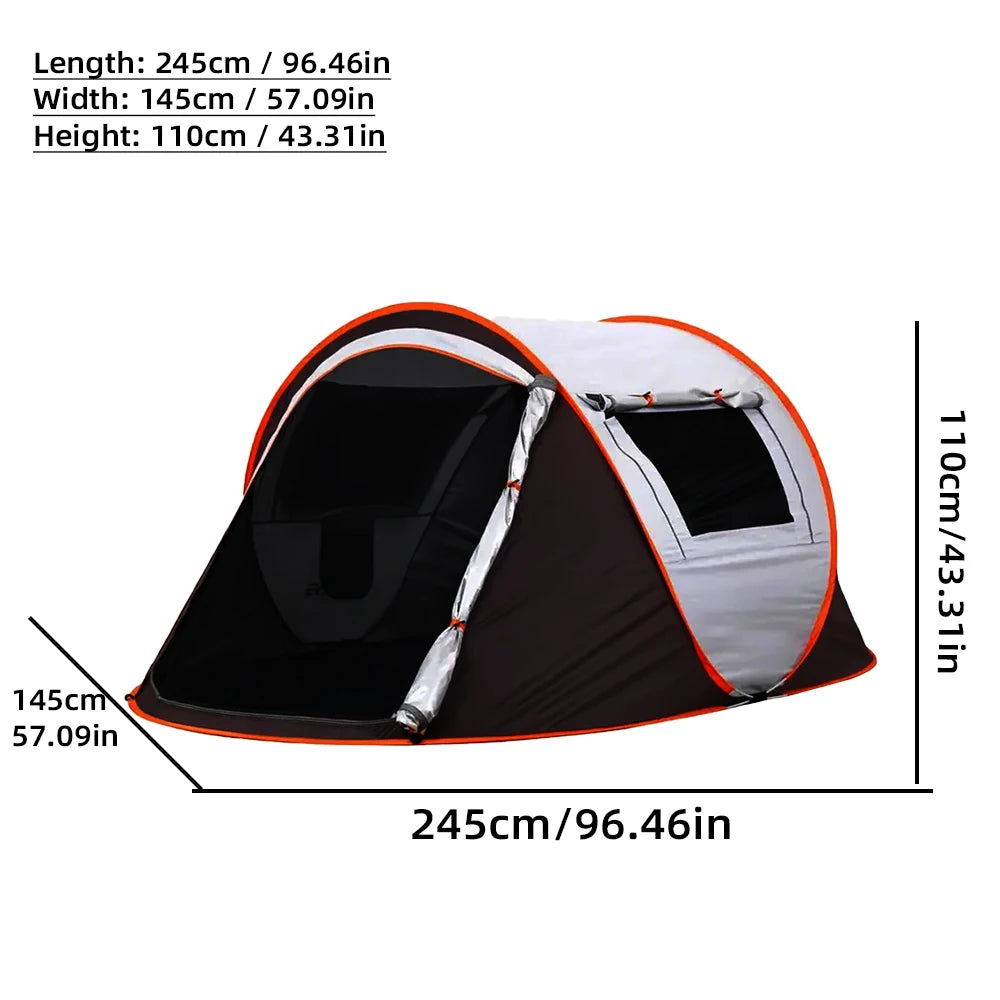 A camping tent, family travel tent that can accommodate 3-4 people, portable outdoor rainproof tent, perfect for camping hiking