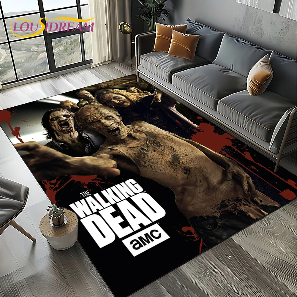 Living Room Walking Dead Rick Daryl Horror TV Rugs Movie Room Sofa Coffee Table Decorative Carpet Hallway Bathroom Non-slip Rug