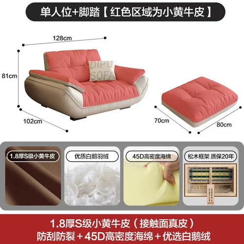 Sectional Living Room Sofa Genuine Leather Comfortable Lounge Sofa Luxury Minimalist Divano Soggiorno Di Lusso Room Decor