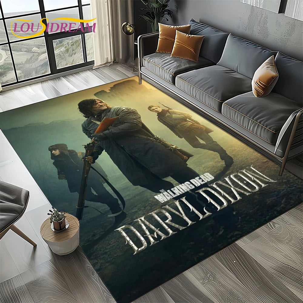 Living Room Walking Dead Rick Daryl Horror TV Rugs Movie Room Sofa Coffee Table Decorative Carpet Hallway Bathroom Non-slip Rug